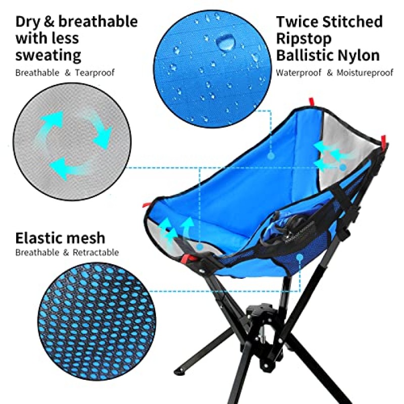 성인용 CENTERLOK 캠핑 의자 작은 크기의 작고 튼튼한 야외 의자 5초 만에 쉽고 빠른 설치 220lbs 지원, 파란색