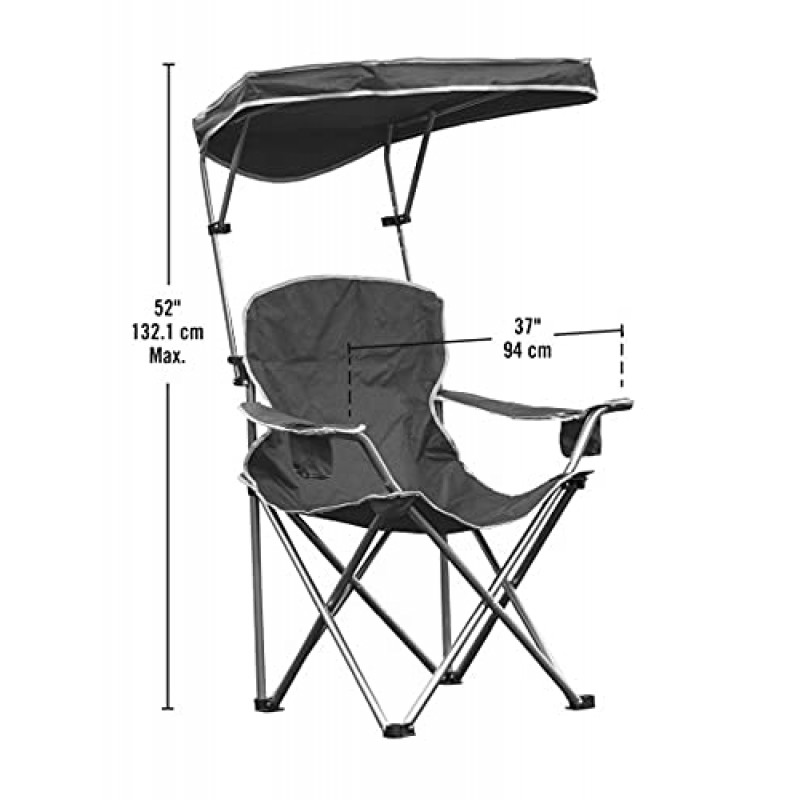 Quik Shade 헤비 듀티 맥스 셰이드 틸트 UV 자외선 차단 캐노피가 포함된 매우 넓은 접이식 캠프 의자