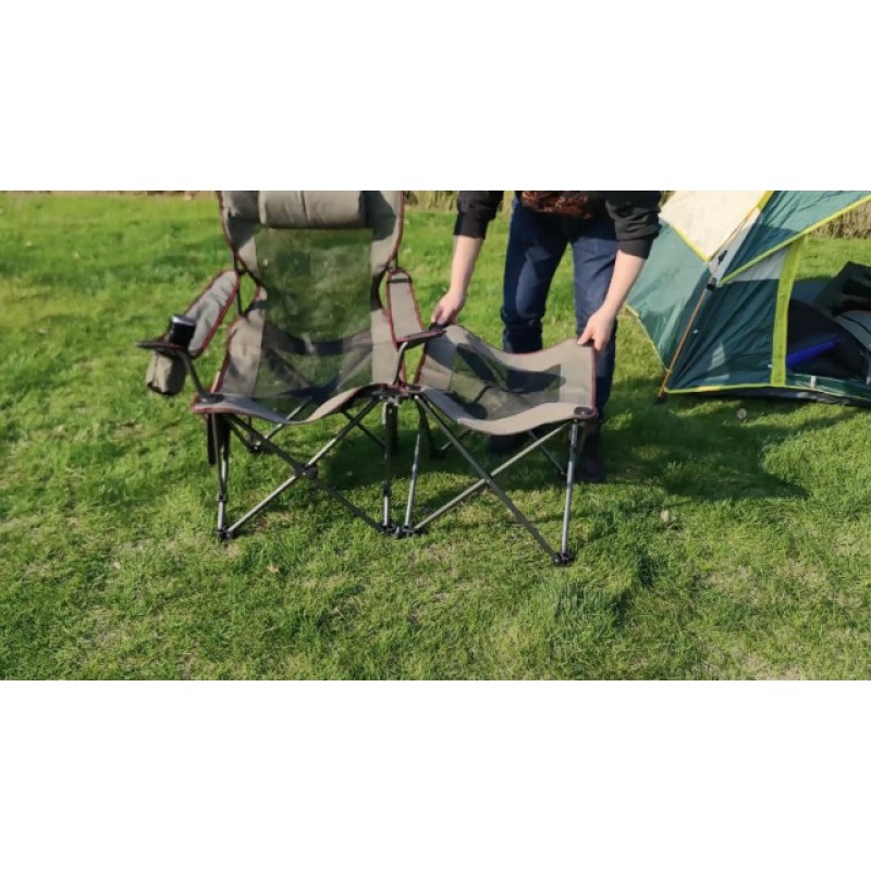 발 받침이 있는 캠핑 의자, 발 받침이 있는 휴대용 잔디 의자 성인용 발 받침이 있는 접이식 캠프 의자 야외용 회색 휴대용 라운지 의자