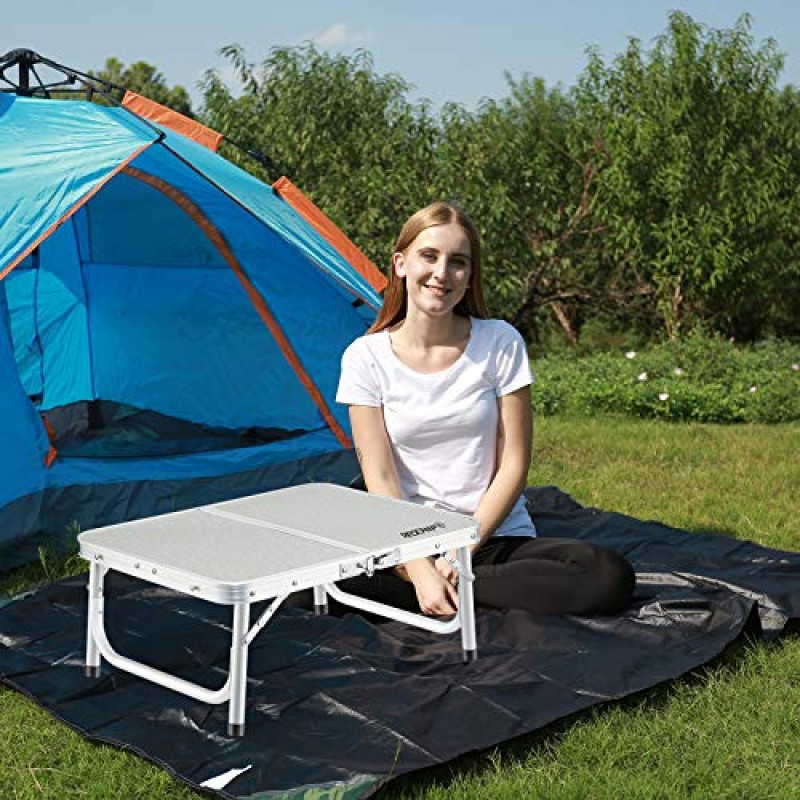 REDCAMP 소형 ​​접이식 캠핑 테이블 2피트, 휴대용 야외 접이식 테이블 알루미늄 캠프 테이블 피크닉 요리 해변, 3 높이 조절 가능한 높이 경량