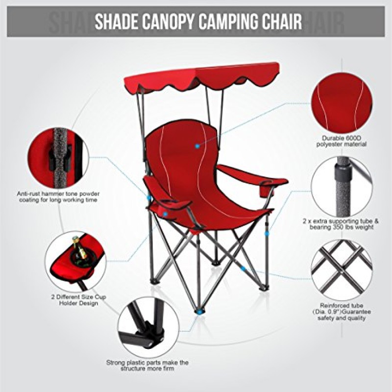 ALPHA CAMP 캠프 의자 그늘 캐노피 의자 접이식 캠핑 안락 의자 지원 350 LBS