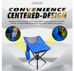 폐쇄 루프 거래 야외 접이식 의자 | 경량, 컴팩트, 휴대용 디자인(보관용 가방 포함) | 캠핑, 낚시, 잔디밭 및 해변을 위한 빠른 설치, 내구성 및 편안한 의자(파란색)