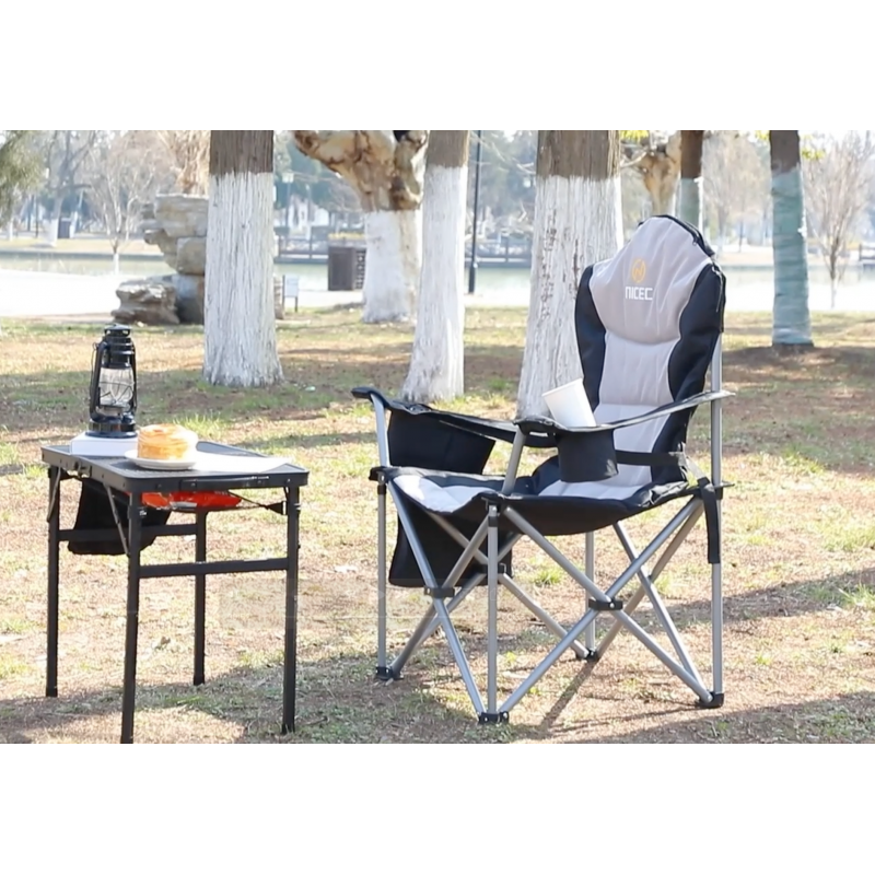 좋은 C 온열 캠핑 의자, 야외 온열 의자, 비치 의자, 접이식 의자, 10000mAh 보조베터리 매우 넓고 두꺼운 패딩, 쿨러 포함, 휴대용 가방, 컵홀더 및 측면 포켓(2개 세트)