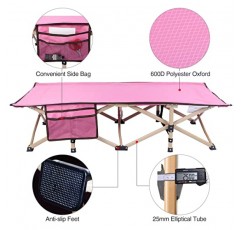 RedSwing 유아용 침대 접이식 접이식, 견고한 휴대용 어린이 소녀 캠핑 침대 실내 실외, 사용하기 쉬운, 53'x26' 핑크
