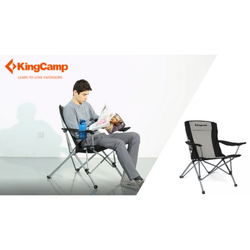 KingCamp 대형 각도 등받이 접이식 캠핑 의자 팔걸이가 있는 성인용, 야외 캠프 의자 컵 홀더가 있는 성인용, 잔디 의자 성인용 야외용, 피크닉, 여행, 바비큐(300lbs)