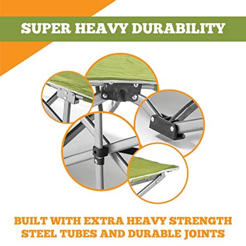 Alpcour 접이식 캠핑 간이 침대 – 실내 및 실외 사용을 위한 베개가 포함된 가방에 들어 있는 매우 강력한 1인용 소형 접이식 침대 – 디럭스 편안하고 견고한 추가 디자인으로 성인 및 어린이 최대 440파운드 수용 가능