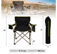 TravelChair 빅 카후나 의자, 초대형 캠핑 의자, 800파운드 용량, 검정색, 단일 사이즈(599)