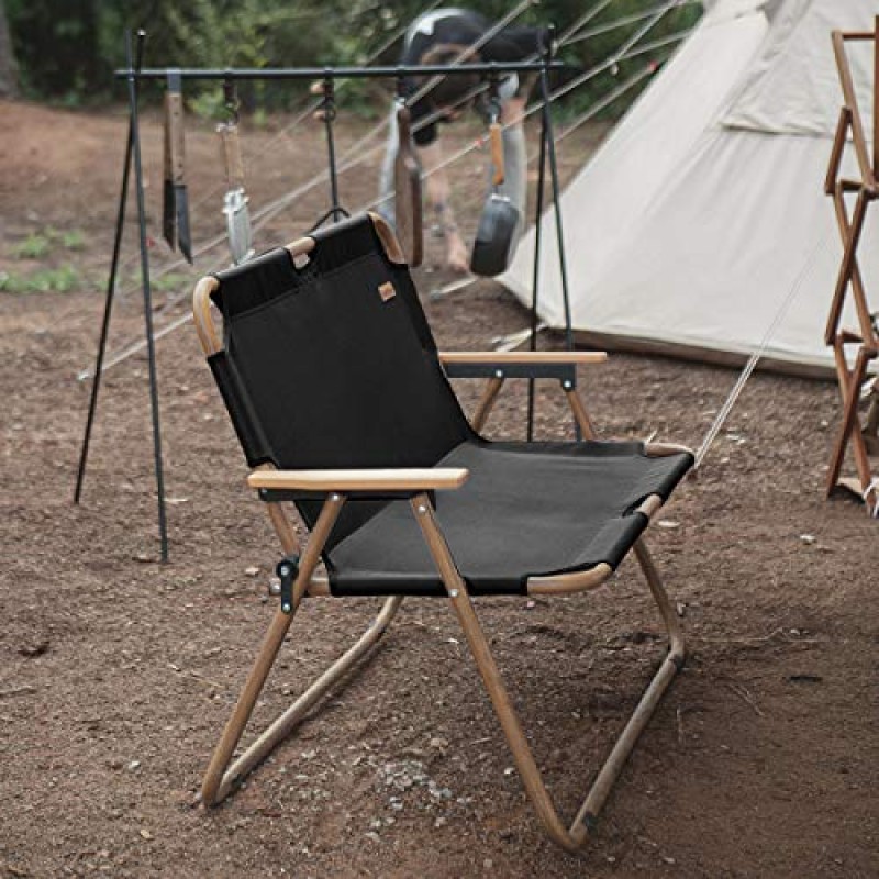 Naturehike ComfyWild 2인용 접이식 캠핑 의자, 단단한 나무 팔걸이가 있는 휴대용 캠핑 러브시트, 야외 파티오 해변 피크닉을 위한 이중 잔디 의자, 350lbs 지원