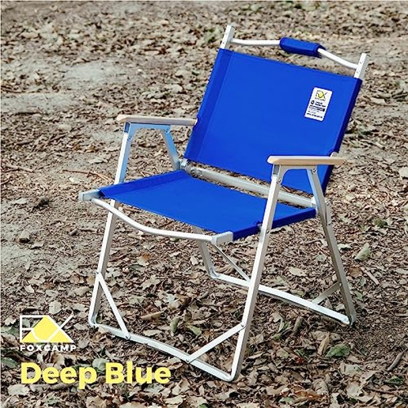 FOXCAMP 경량 캠핑 의자 | 휴대용 접이식 의자 | 해변의자 | 나무 손잡이를 사용한 세련된 디자인 | 헤비듀티 220파운드 | 초경량 5파운드 | 해변, 피크닉, 콘서트, 바베큐