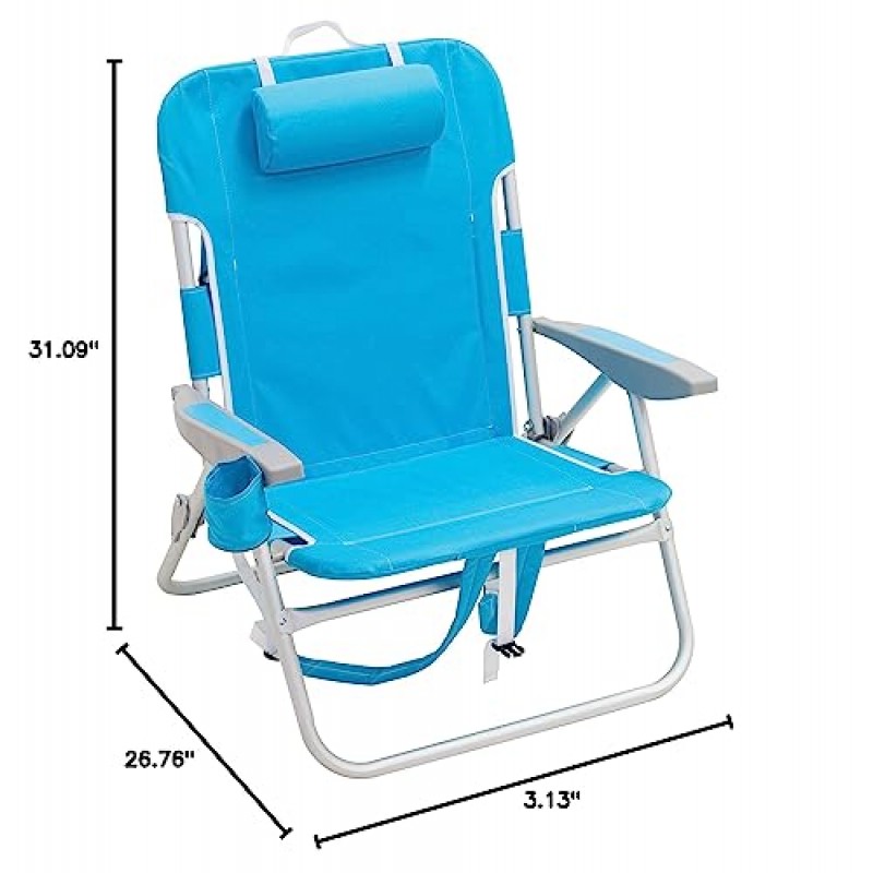 RIO beach Big Boy 4위치 13인치 하이 시트 백팩 해변 또는 캠핑 접이식 의자, 청록색