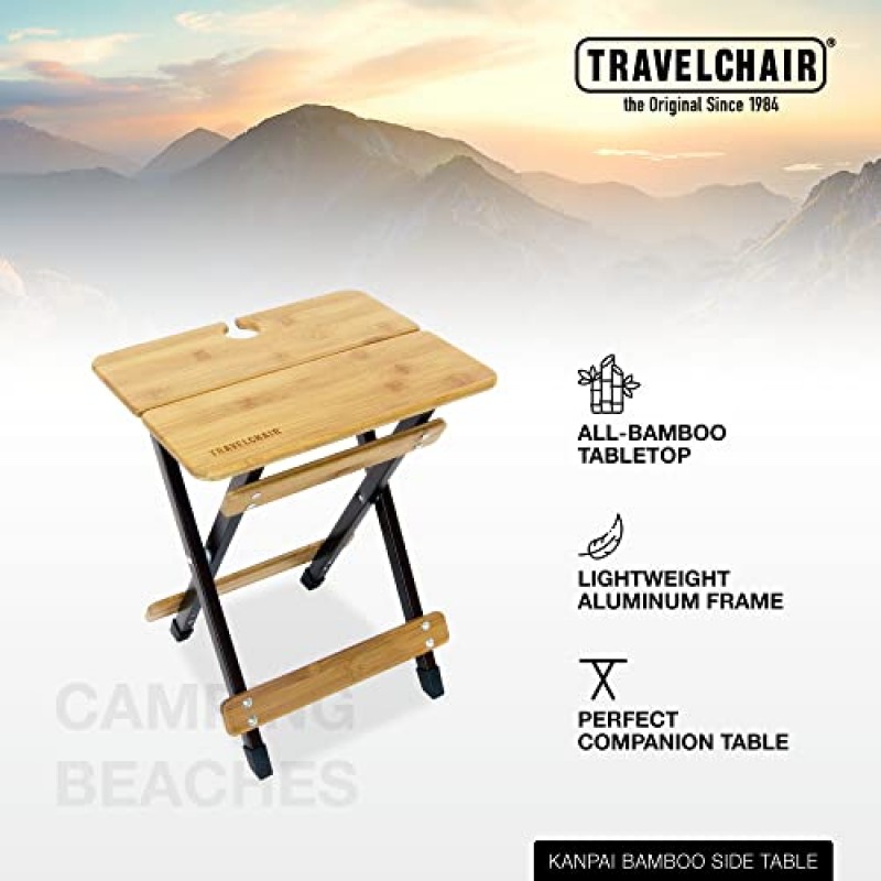 여행용 의자 캠프 의자, 칸파이 대나무 사이드 캐니언 테이블, 대나무/목재