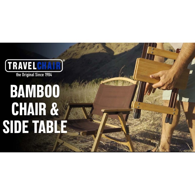 여행용 의자 캠프 의자, 칸파이 대나무 사이드 캐니언 테이블, 대나무/목재