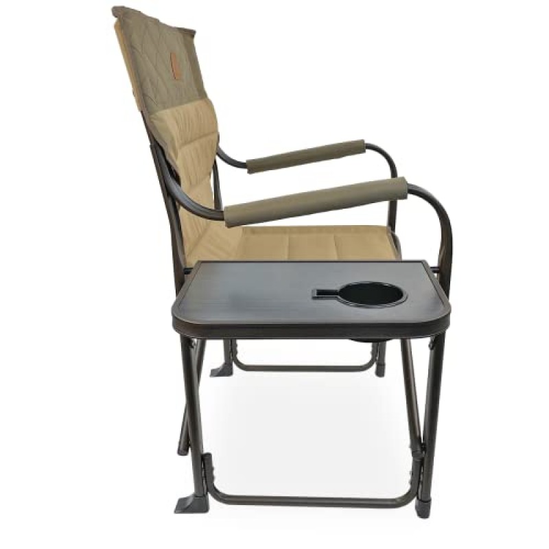헤비듀티 캠핑 디렉터 의자, 컵 홀더와 사이드 테이블이 있는 특대 접이식 의자, 하이백 지원이 포함된 블랙 시에라 야외용 데크 의자, 300파운드를 지원하는 스틸 휴대용 XL FOLD 어웨이 캠프 의자