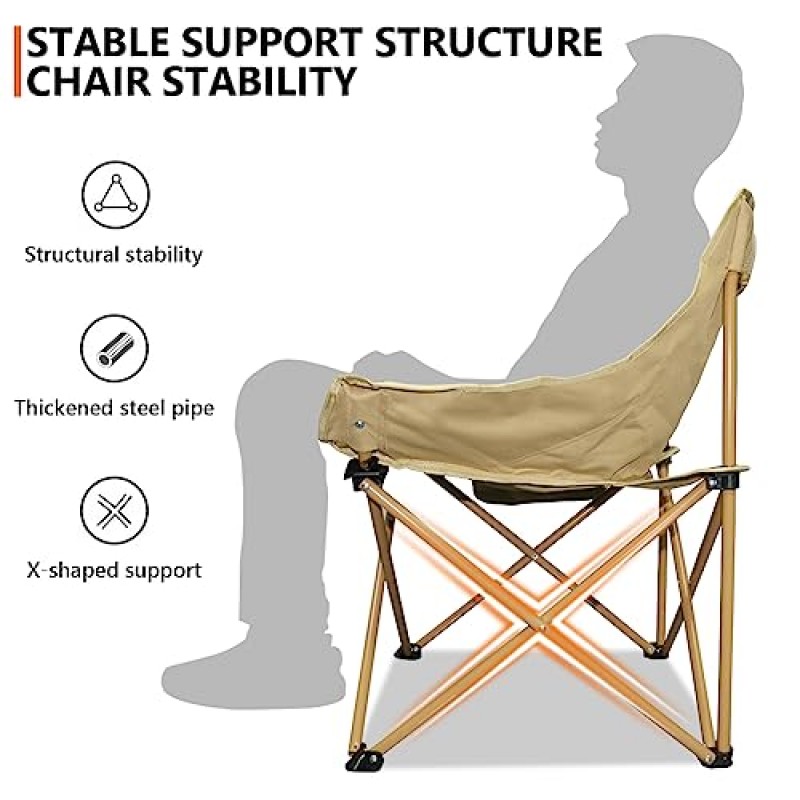 소형 휴대용 야외 캠핑 의자, 더 넓고 더 큰 크기의 접이식 의자, 성인용 좌석을 위한 보다 안정적인 접이식 의자, 하이킹, 캠핑, 낚시, 바베큐, RV 등에 좋습니다. 2개 세트