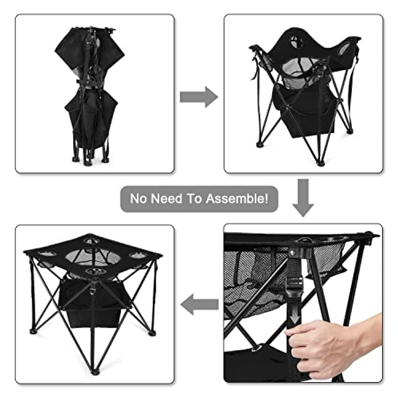 G4Free 캔버스 캠핑 테이블 야외, 피크닉, 해변, 바베큐, 요리, 축제, 실내, 사무실을 위한 4개의 음료 홀더 및 보관 가방이 있는 휴대용 뒷문 테이블