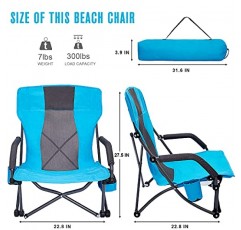 G4Free 2 팩 접이식 해변 의자, 머리 받침대가 있는 성인용 낮은 슬링 휴대용 해변 의자, 야외 캠핑용 배낭 경량 캠프 의자 모래 해변 블루