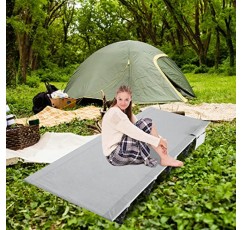 Finderomend 성인용 초경량 캠핑 침대, 베개가 있는 접이식 휴대용 소형 수면 침대 캠핑 하이킹 등산 배낭 여행 해변 300Lbs 지원을 위한 간편한 설정