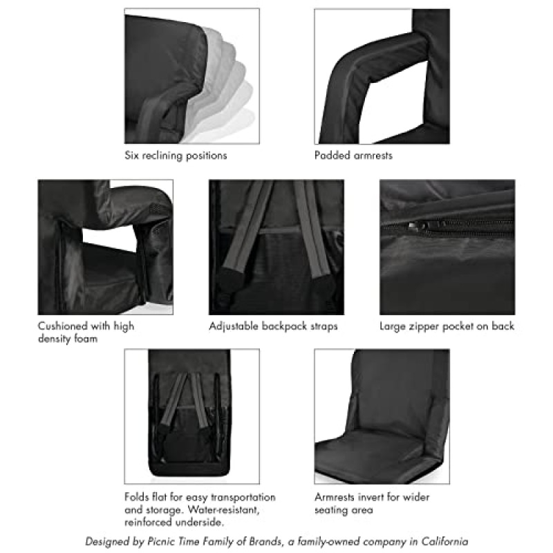 피크닉 타임 NFL 애틀랜타 팔콘스 벤츄라 리클라이닝 경기장 좌석(등받이 포함), 관람석 좌석, 해변 의자