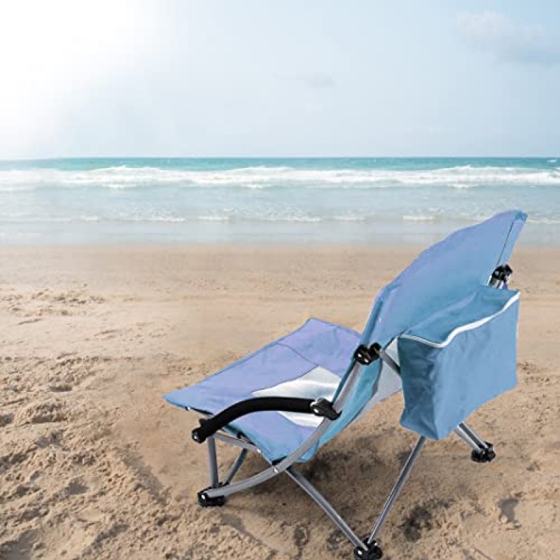 배낭 낮은 좌석 해변 의자 접이식 의자 컵 홀더, 쿨러 포켓, 메쉬가 있는 휴대용 캠핑 의자 야외, 캠핑, 바베큐, 해변, 여행, 피크닉, 하이킹, 낚시를 위한 배낭 여행 의자