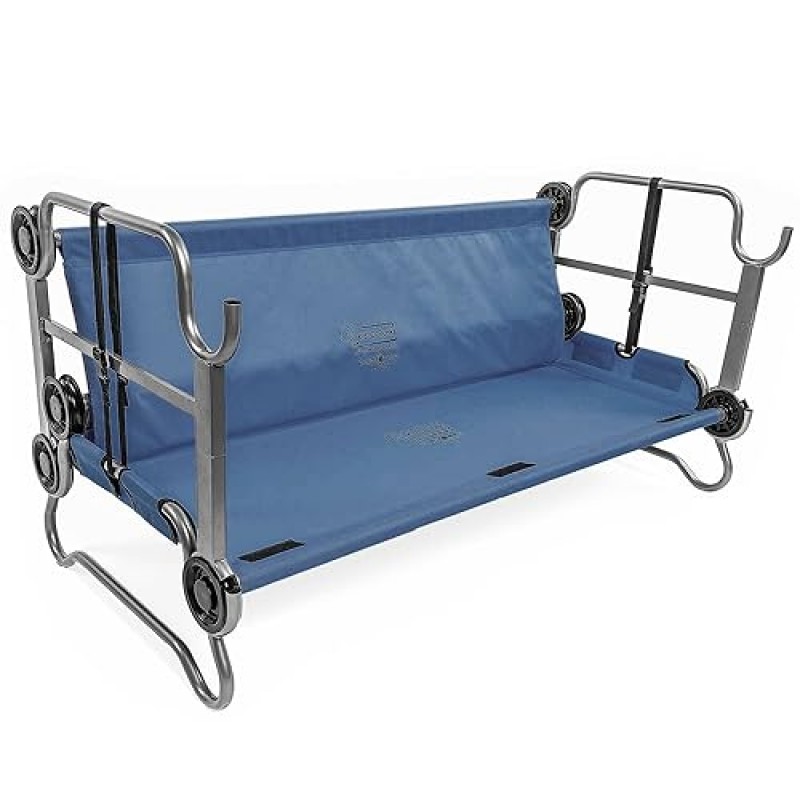 Disc-O-Bed 청소년 Kid-O-Bunk 62 x 28인치 휴대용 접이식 이층 더블 캠핑 침대(수납함 2개 및 휴대용 가방 2개 포함), 네이비 블루