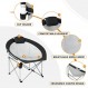 FUNDANGO 대형 접이식 캠핑 의자 머리 받침, 컵 홀더, 운반용 가방, 야외 하이킹, 낚시, 피크닉, 캠프, 잔디밭을 위한 휴대용 원형 의자가 있는 성인용 문 의자