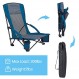 XGEAR 로우 시트 경량 접이식 비치 의자(캐리백 포함), 해변용 하이 백 메쉬 백 샌드 체어, 잔디밭, 캠핑, 여행, 최대 300파운드 지원(의자 2개 블루)
