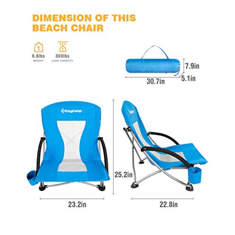 ingCamp 캠핑 하이백 비치 체어 캠핑 콘서트 접이식 의자, 2개 팩