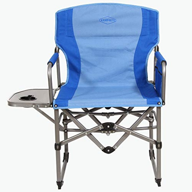 Kamp-Rite KAMPCC406 컴팩트 디렉터 의자 야외 가구 캠핑 접이식 스포츠 의자 사이드 테이블과 컵 홀더 포함, 블루(2팩)