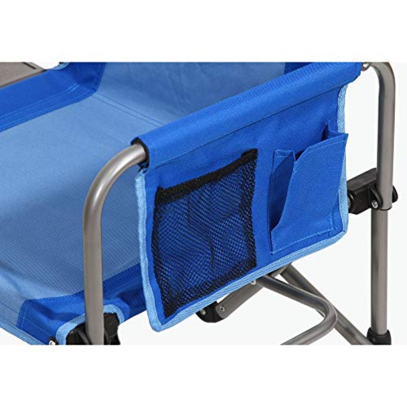 Kamp-Rite KAMPCC406 컴팩트 디렉터 의자 야외 가구 캠핑 접이식 스포츠 의자 사이드 테이블과 컵 홀더 포함, 블루(2팩)