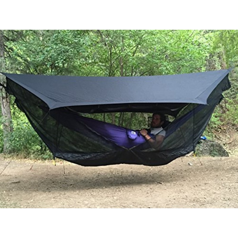 Hammock Bliss Sky Tent 2 - 혁신적인 2인용 해먹 텐트 – 방수 및 벌레 방지 행잉 텐트는 2개의 캠핑 해먹을 위한 넓고 아늑한 쉼터를 제공합니다 – 해먹 캠핑의 편안함을 느껴보세요
