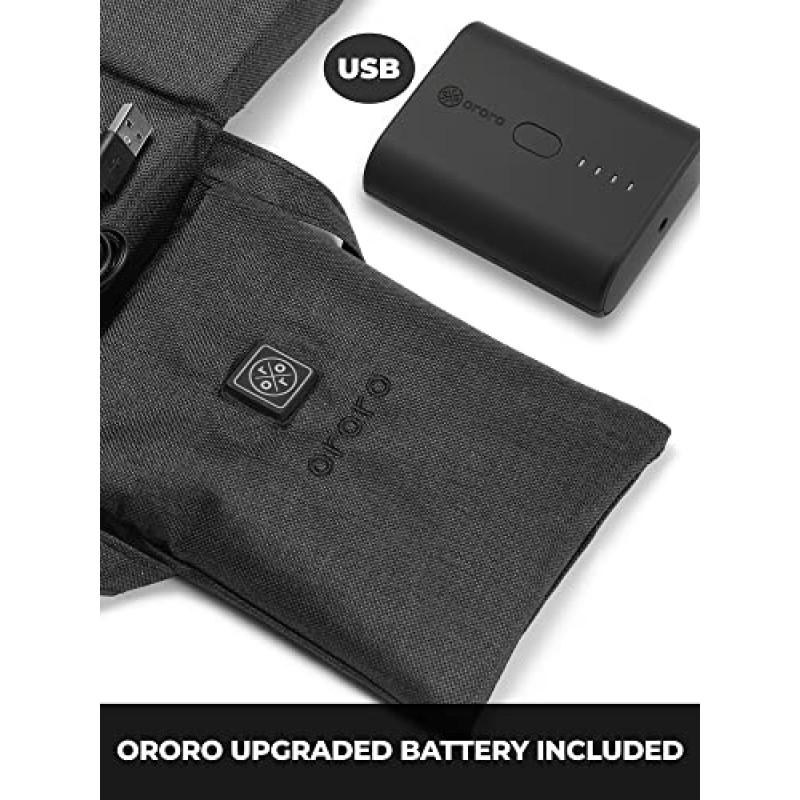 배터리 팩이 포함된 ORORO 온열 시트 쿠션, 사무실 의자, 경기장, 캠핑용 접이식 USB 온열 시트 커버 패드