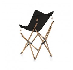 네이처하이크 야외 가구 캠핑 우드 그레인 알루미늄 접이식 달 의자(블랙)