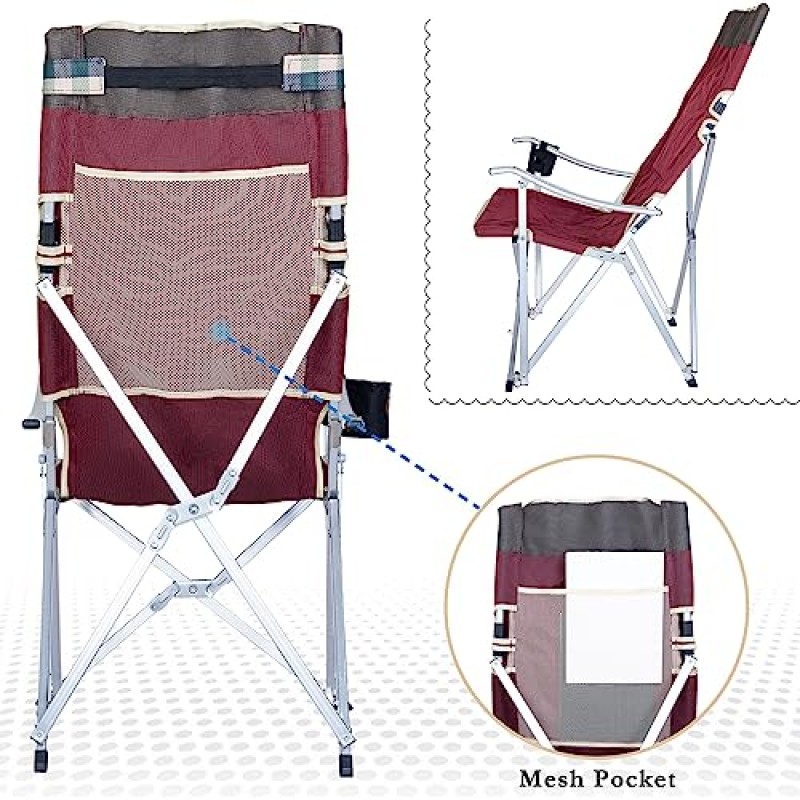 성인용 Poshlr 비치 의자, 비치 의자 알루미늄 헤비듀티, 접이식 잔디 및 캠핑 의자 세트(캐리 백 포함)