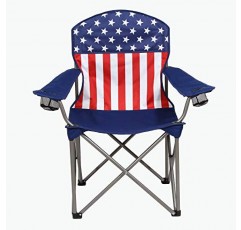 Kamp-Rite KAMPAFC141 야외 캠핑 가구 해변 파티오 스포츠 접이식 쿼드 잔디 의자(컵 홀더 포함), 미국 국기(2팩)