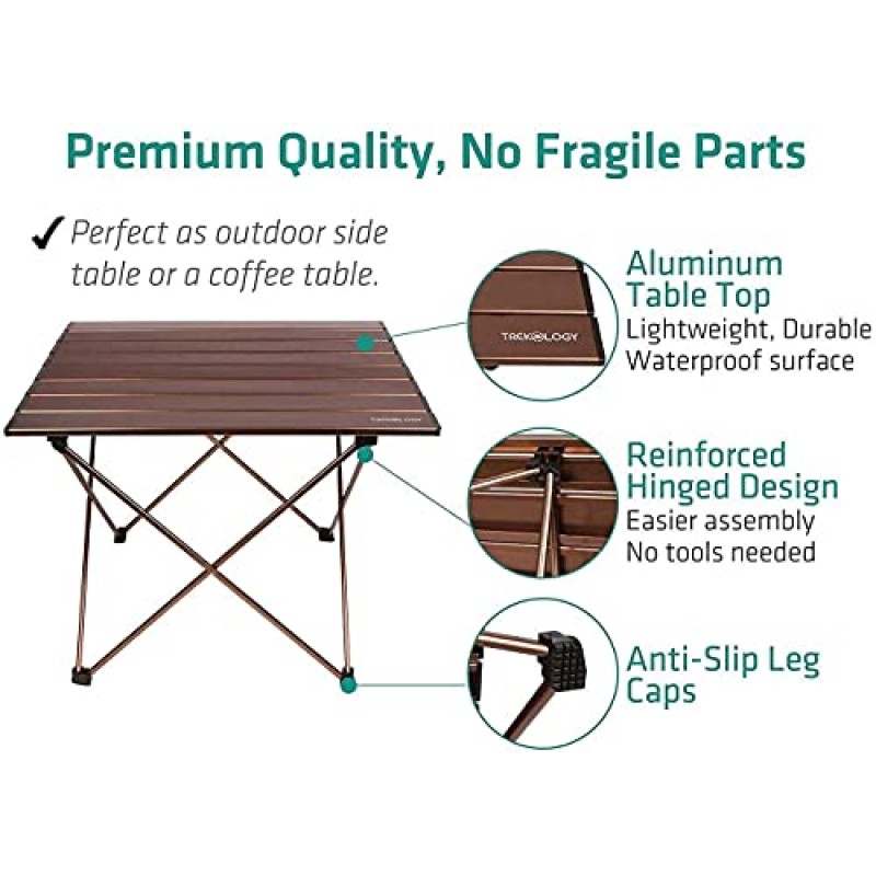 TREKOLOGY 야외 접이식 테이블, 휴대용 크기의 소형 접이식 테이블, 야외 접이식 사이드 테이블, 미니 접이식 테이블, 비치 테이블, 접이식 캠핑 테이블.