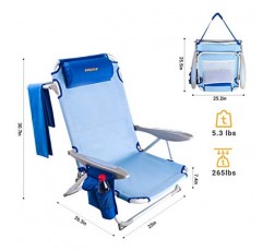 #WEJOY 휴대용 접이식 비치 의자 경량 캠핑 의자 콘서트용 잔디 의자 누워 플랫 비치 의자 안락의자 배낭 어깨끈이 있는 야외 의자, 300파운드 지원