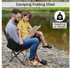 휴대용 캠핑 의자, 튼튼한 지지대 350lbs 소형 접이식 의자, 야외, 캠프, 피크닉, 하이킹용 가방에 들어있는 접이식 경량 의자(검은색)