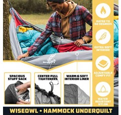 Wise Owl Outfitters 캠핑 해먹 및 해먹 언더퀼트 - 언더퀼트가 있는 더블 해먹, 캠핑, 하이킹, 배낭여행용 캠핑 액세서리