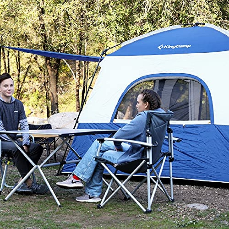 성인용 KingCamp 캠핑 의자, 무거운 사람들을 위한 접이식 캠핑 의자, 피크닉 정원 낚시를 위한 경량 디럭스 캠프 의자, 컵 홀더 사이드 포켓이 있는 야외 접이식 의자, 최대 하중 300lbs
