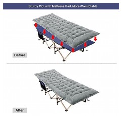 REDCAMP 접이식 캠핑 침대(성인용 두꺼운 침대 패드 포함) 헤비 듀티, 캠프 사무실 사용을 위한 28