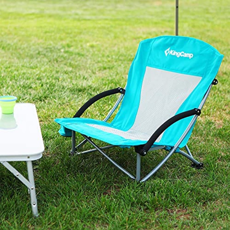 KingCamp 로우 슬링 비치 의자(비치 매트 포함), 캠핑 및 여행용 접이식 의자 2개 포함 피크닉 담요