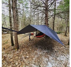 폭풍, 눈에 대비한 32피트 긴 능선이 있는 이동식 No See-Um Net 및 Rain Fly Tarp가 있는 Sunyear 해먹 캠핑, 야외 배낭 여행 하이킹 및 생존에 가장 적합