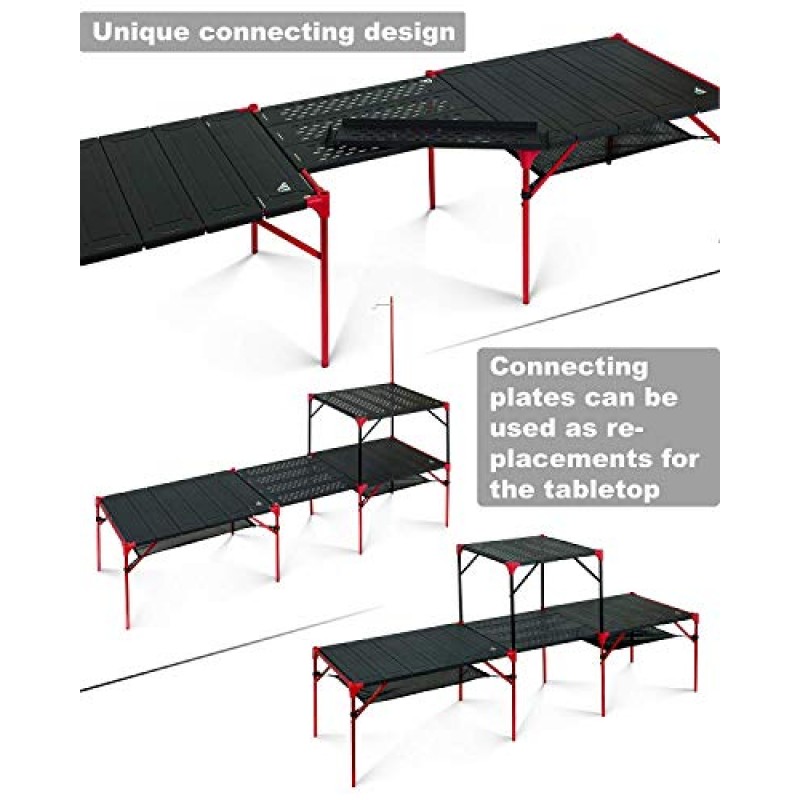 iClimb 확장형 접이식 테이블 1개 및 연결 플레이트 번들 1팩, 캠핑 배낭여행 해변 콘서트 바베큐 파티용 초경량 컴팩트