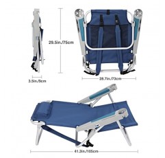 RedSwing 휴대용 배낭 해변 의자, 성인용 다중 위치 접이식 낮은 해변 의자, 콘서트, 해변, 피크닉용 알루미늄 헤비듀티 소형 의자, 블루 2팩