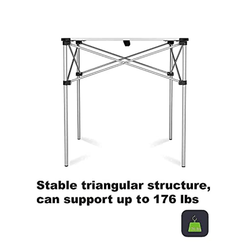 iClimb 2 헤비듀티 컴팩트 접이식 의자 및 성인 2인용 접이식 정사각형 테이블 번들 1개 캠핑, 피크닉, 뒷마당, 바비큐