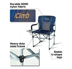 iClimb 2 헤비듀티 컴팩트 접이식 의자 및 성인 2인용 접이식 정사각형 테이블 번들 1개 캠핑, 피크닉, 뒷마당, 바비큐