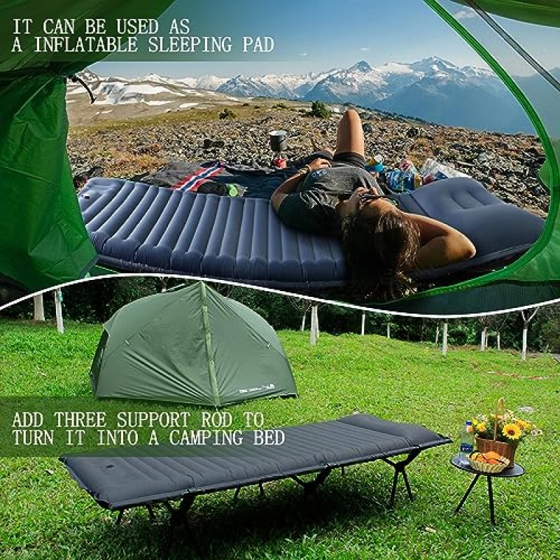 ONTYZZ 캠핑 침대 지원 캠핑 침대 텐트 야외 하이킹 여행 해변 사무실, 네이비 블루용 슬리핑 에어 침대