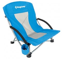 KingCamp 해변용 의자 낮은 등받이 블루 및 로즈 레드 2팩