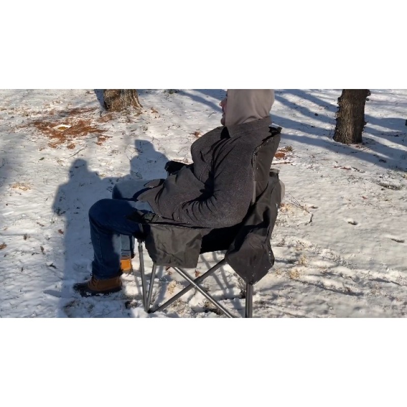 ALPHA CAMP 대형 캠핑 접이식 의자, 헤비 듀티 지원 450 LBS 강철 프레임 접이식 패딩 팔 의자(컵 홀더 포함) 쿼드 요추 등받이, 야외용 휴대용, 검정색