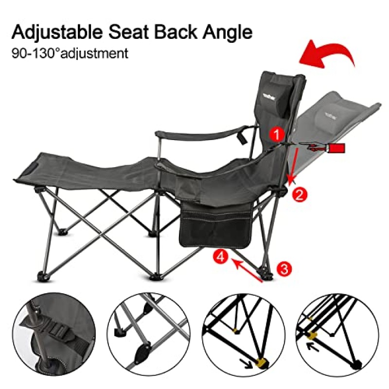 apollo walker 접이식 캠핑 의자 성인용 리클라이닝 비치 의자 휴대용 태양 의자 운반용 가방이 있는 야외 라운지, 낚시, 캠프, 피크닉용